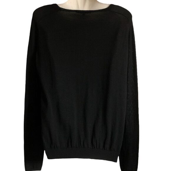 Maje top Size 2 100% Merino Wool Mixed Media animal print w solid back pullover - Picture 3 of 6